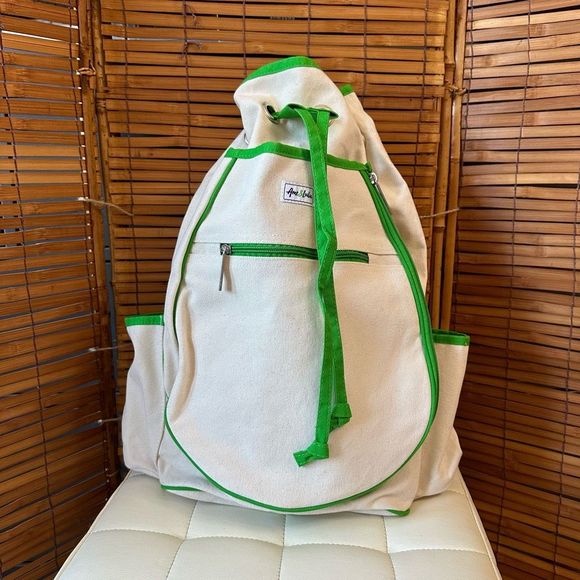 Stylish Cream and Green Backpack - Picture 1 of 5
